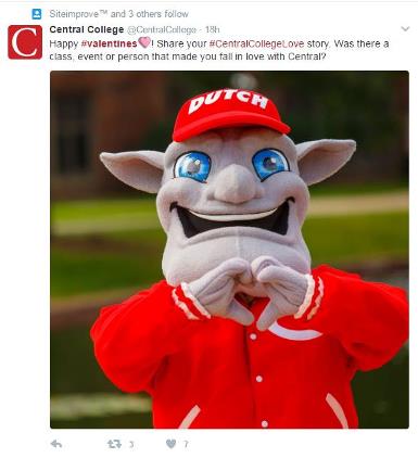 Image of the mascot 'Dutch'  from Central College 