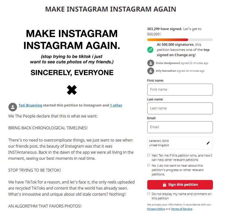 Instagram petition: how to use Instagram for higher education marketing