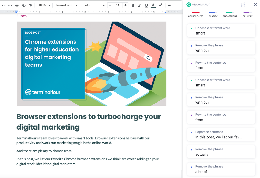 grammarly extention for higher education