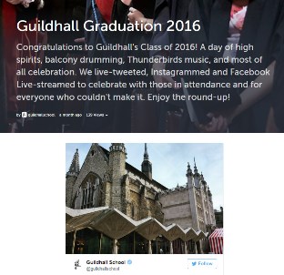 Image of Guildhall School of Music and Drama's Graduation Ceremony on Storify. 