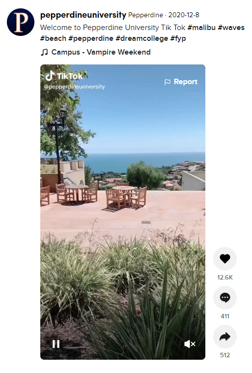 Pepperdine University Tiktok Example